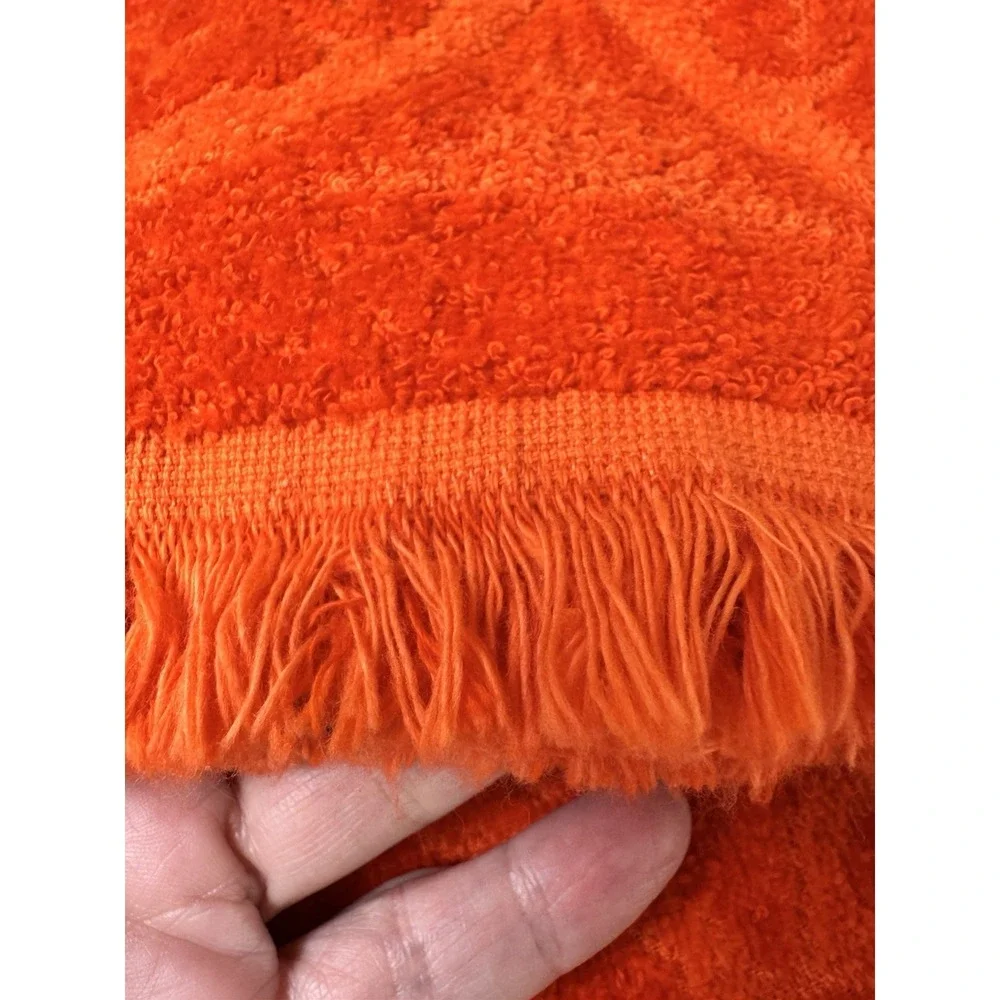 VTG JC Penney Textured Bath & Hand Towel Set Orange 70s MCM Sculpted